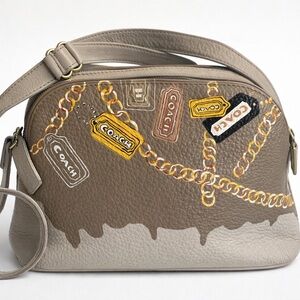 Vintage Coach 4914 Sonoma Natural Grain Double Zip  crossbody hand painted